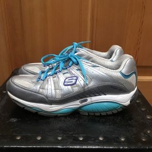 Womens Skechers Radius Shape-Ups Adaptive Comfort Ride Gray Blue Size 9.5